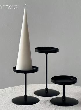 欧式复古圆柱香薰蜡烛托盘烛台装饰蜡烛底座餐桌复古铁艺烛台摆件