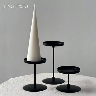 欧式复古圆柱香薰蜡烛托盘烛台装饰蜡烛底座餐桌复古铁艺烛台摆件