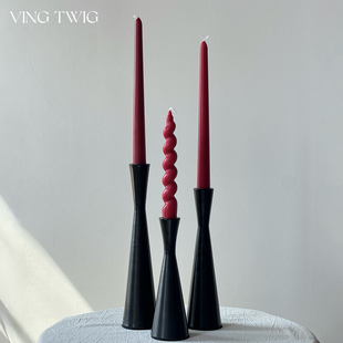 法式复古铁艺烛台装饰烛红色蜡烛底座圣诞节婚礼家居装饰摆件