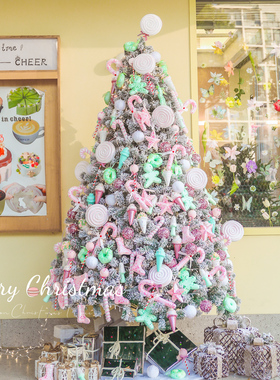 2025新款圣诞树ins风粉色圣诞节装饰加密树家用客厅白色christmas