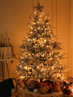 2024新圣诞树装饰家白色大型DIY夜光飘落雪高端人造树斯堪的纳维