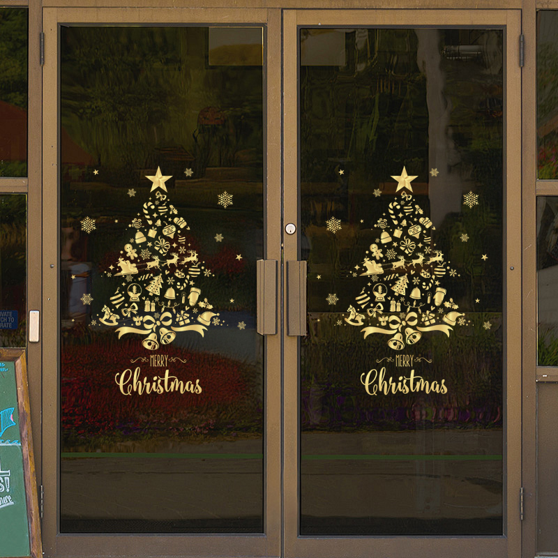 圣诞节装饰品静电贴圣诞老人树窗户橱窗贴玻璃门贴纸场景氛围布置