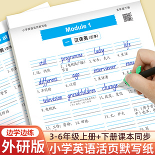 2026新版小学英语默写纸外研版三四五六年级上下册英语练字本教材同步天天练小学生单词默写英汉互译每日一练