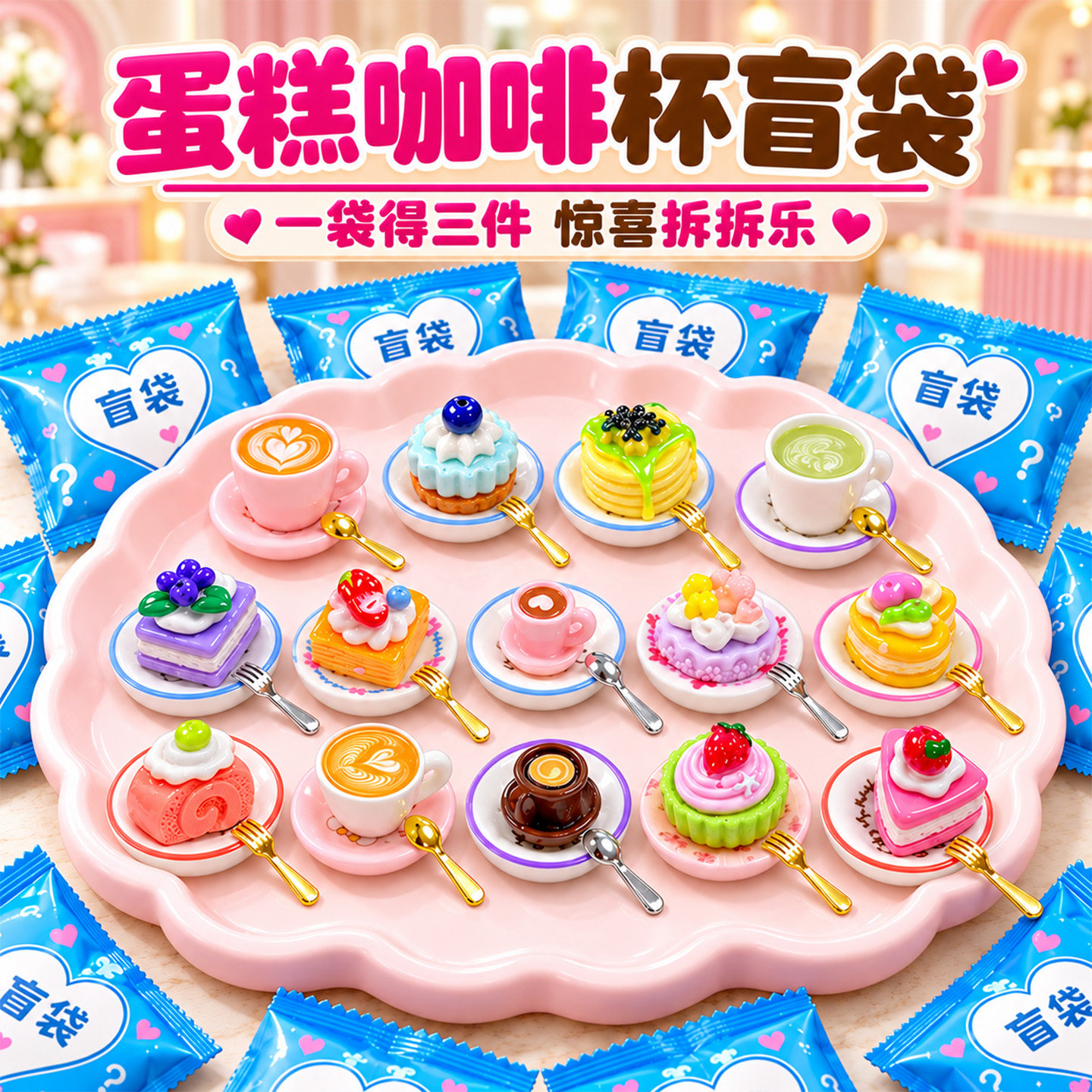 微缩食玩盲袋女孩甜品拆拆乐过家家小玩具礼物趣味超萌桌面摆件