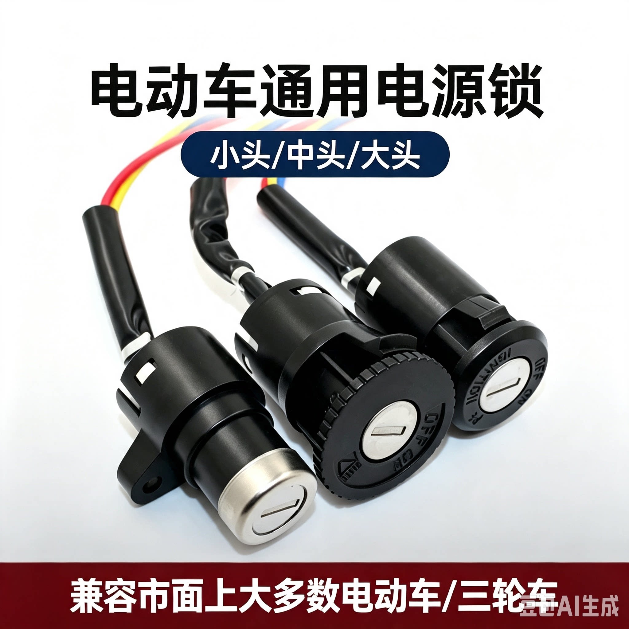 电动车电门锁锁芯电源锁钥匙锁开关锁适用雅迪爱玛台铃电瓶车通用