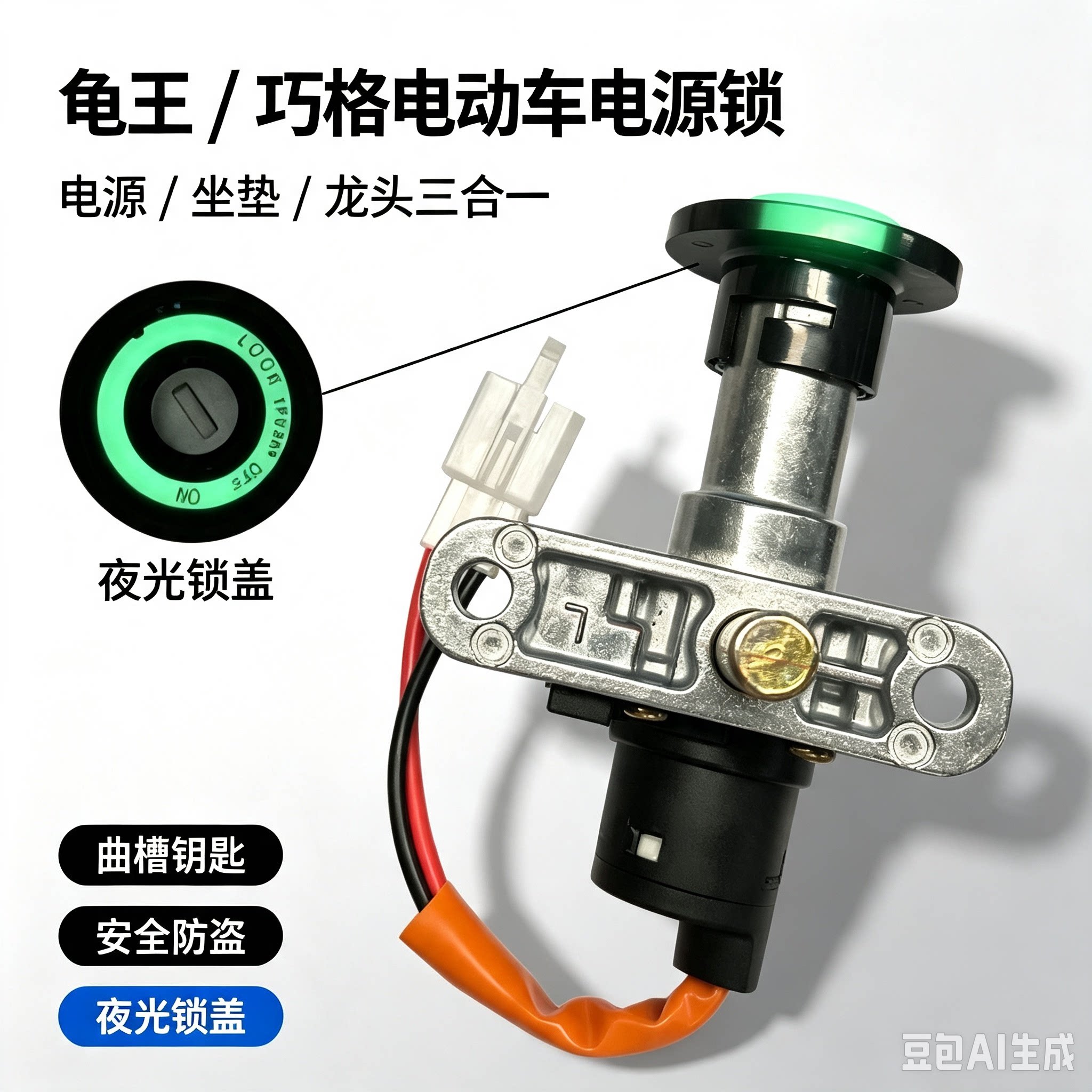 电动车电门锁锁芯电源锁钥匙锁开关锁适用雅迪爱玛台铃电瓶车通用