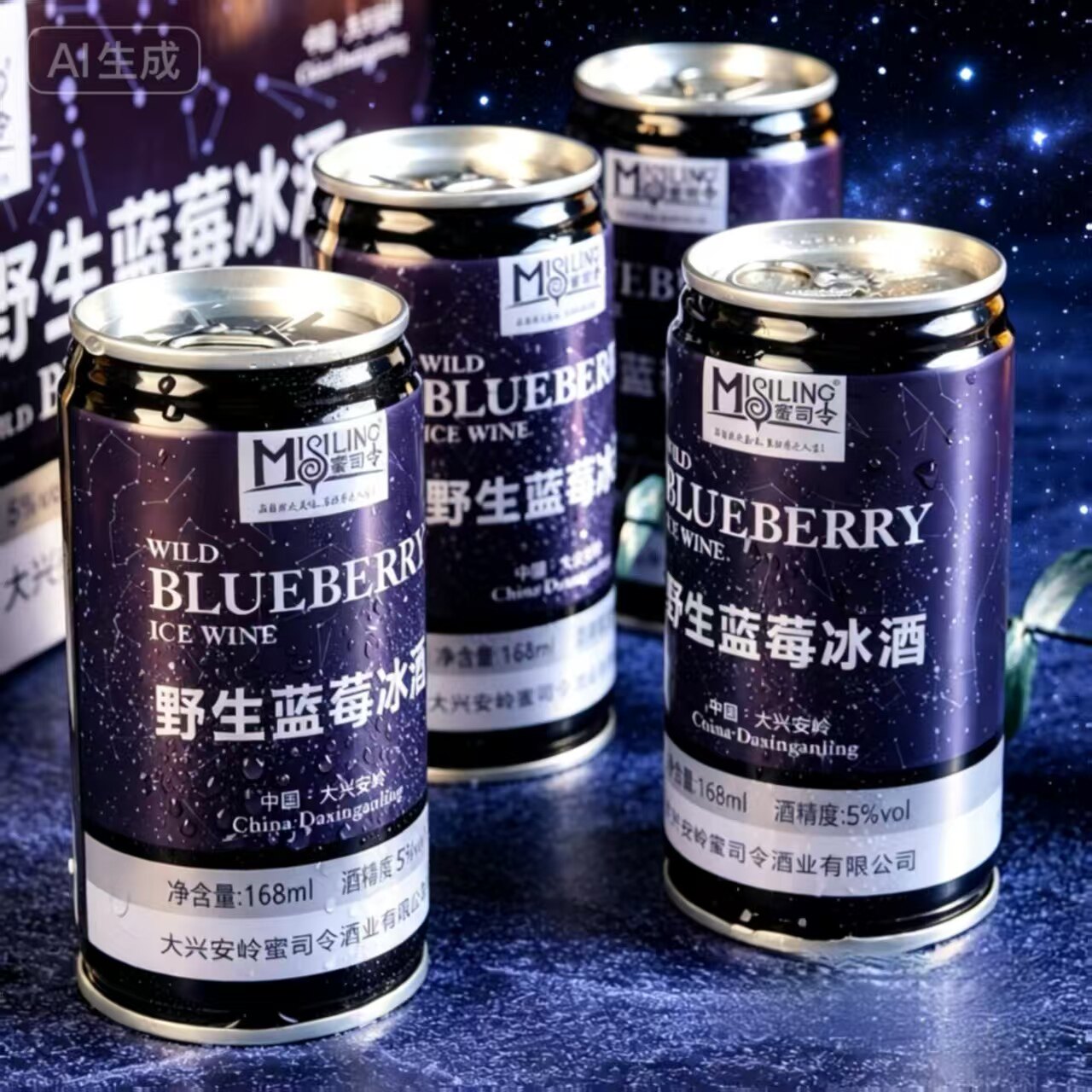 蜜司令野生蓝莓冰酒5度果酒强爽女士低度微醺酒168ml*6罐装礼盒