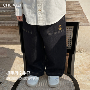 现货 儿童复古2026春季 新款 抓毛丹宁牛仔洋气CU261402 丹宁牛仔