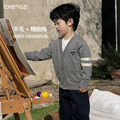 刺绣撞色针织开衫 现货 50%羊毛儿童春季 必穿 百搭CF2601 换季