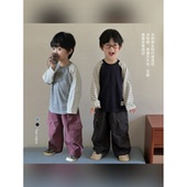 现货 天丝雪花T恤韩系内搭CZ5Q20 条纹插肩袖 自然舒适 儿童秋季