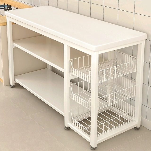 厨房多功能置物架多层微波炉锅具收纳架家用切菜桌子落地菜篮边柜