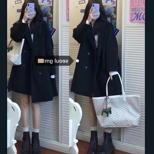 斗篷毛呢外套女复古赫本风呢子大衣女冬装小个子日系加厚黑色风衣