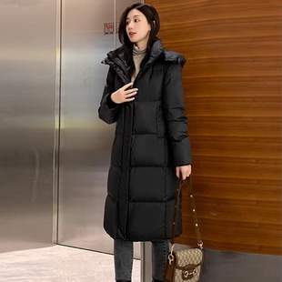 凯乐石薄荷2025冬季新款羽绒服女中长款白鸭绒修身显瘦加厚外套