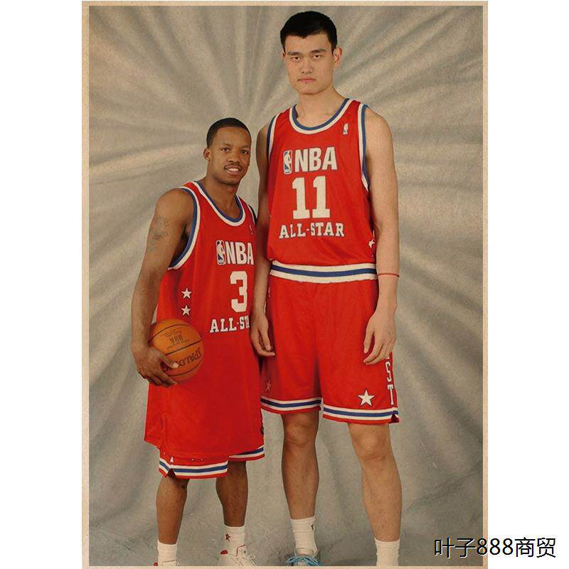 姚明 篮球明星牛皮纸海报餐厅酒馆咖啡馆寝室学生卧室装饰画报