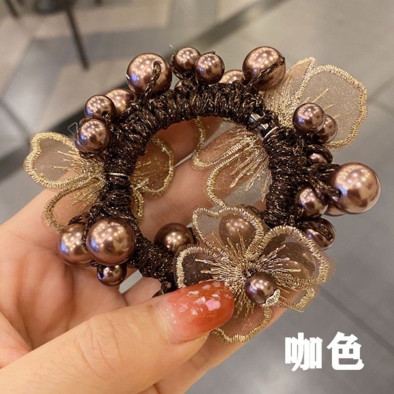 韩国串珠花朵皮筋珍珠发圈韩版网红仙气头绳发饰手工发绳手链两用