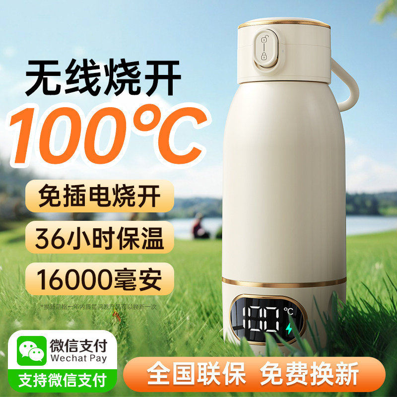 2025新款便携式烧水壶旅行小型电热杯保温加热水杯充电车载免插电