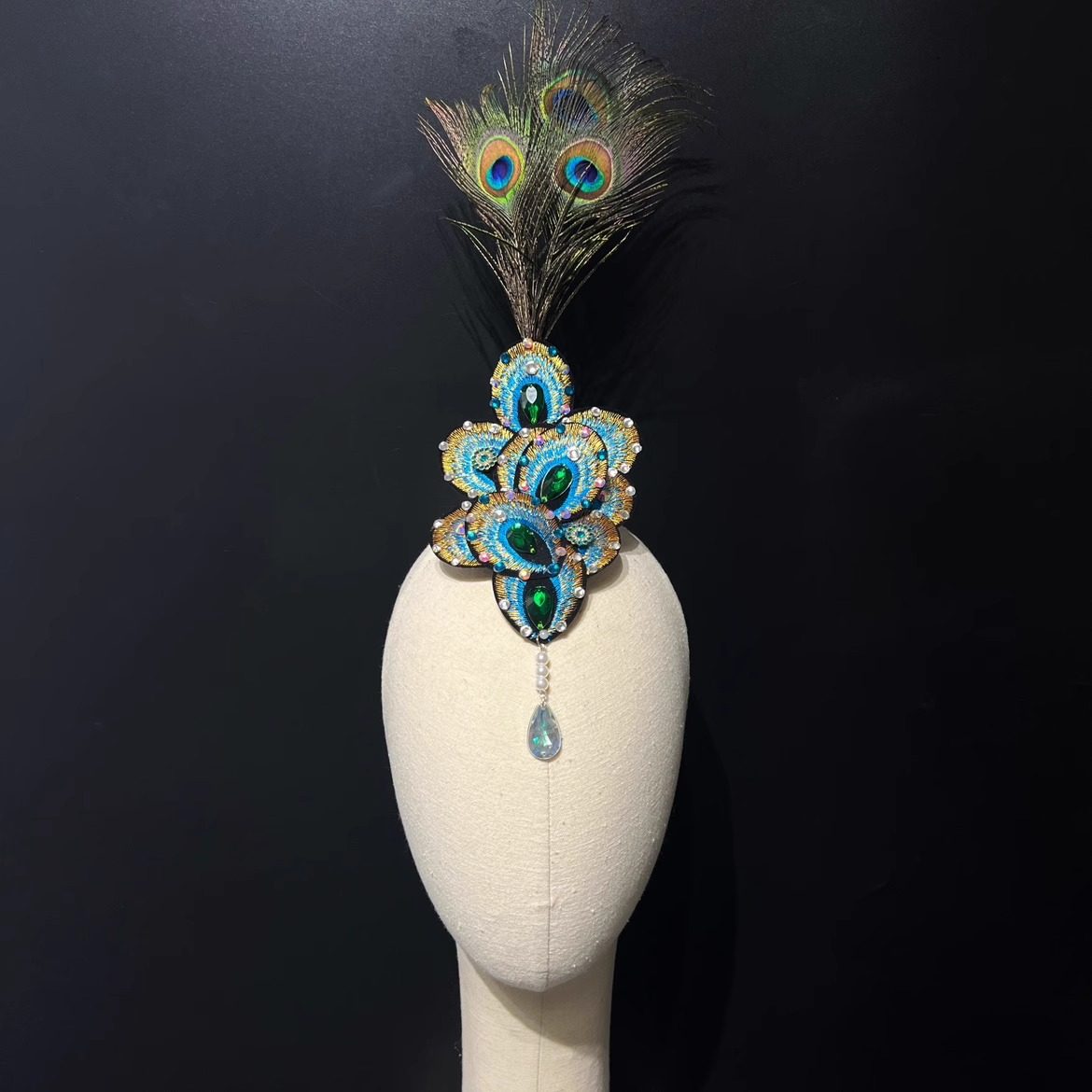 少数民族孔雀舞傣族羽毛舞蹈头饰舞台演出表演显高立体民族风发饰,美发护发/假发,演出假发,淘宝优惠券,粉丝福利购,淘宝优惠卷