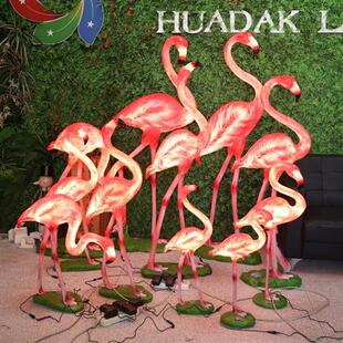饰小品 发光火烈鸟摆件户外玻璃钢雕塑园林景观商场酒店公园绿地装