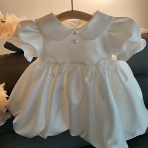 周岁抓周礼服女宝生日公主裙花童婚礼小女孩婚纱蓬蓬裙夏款连衣裙