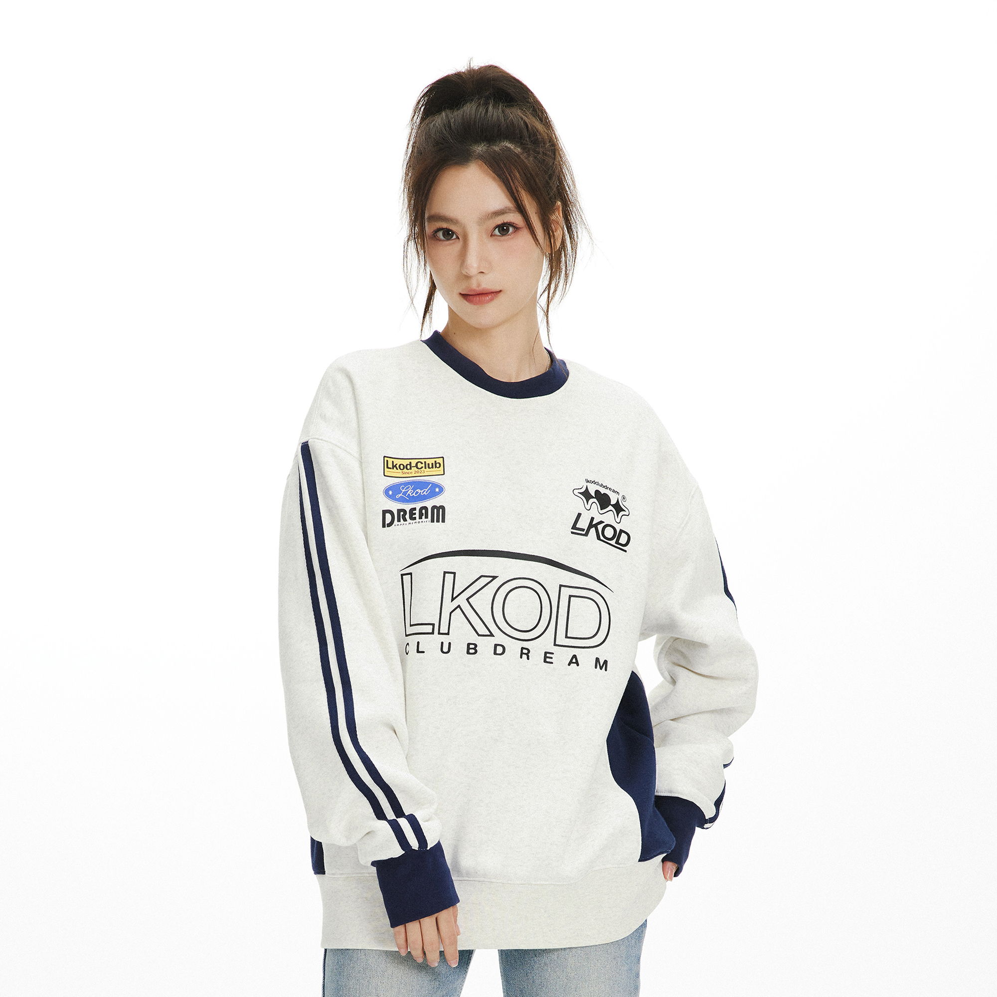 拼接塞车logo卫衣LKOD