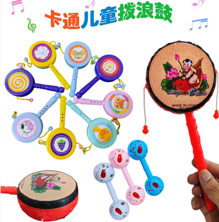 拨浪鼓婴儿玩具可啃咬手摇波鼓