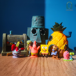 海绵宝宝菠萝屋鱼缸造景套装 卡通系列礼物比奇堡手办全套玩具摆件