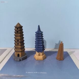 雷峰塔延安宝塔中式古典建筑模型微景观山水园林造景树脂摆件鱼缸