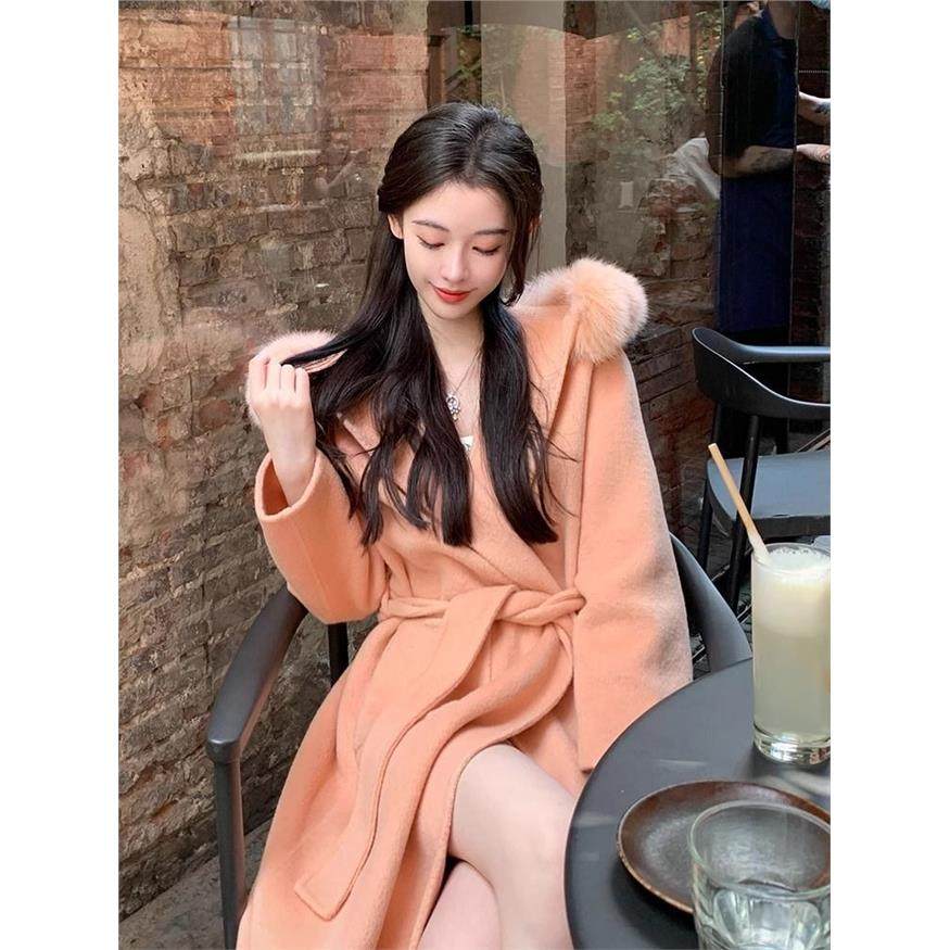 2025呢子大衣中长款高级毛领秋冬新款洋气名媛时尚温柔毛呢外套女