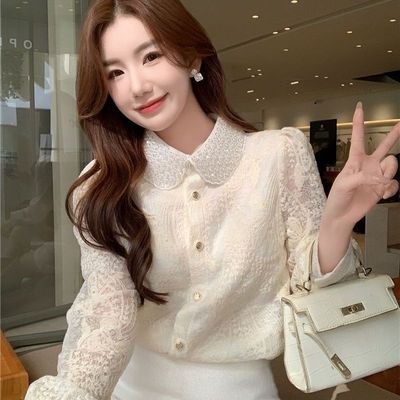 小香风娃娃领重工钉珠衬