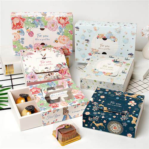 4/6粒装蛋黄酥包装盒抽屉式雪媚娘盒透明曲奇饼干盒80g月饼礼盒