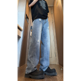 有视频～203-6F2412P65抖音高品质破洞水洗微喇牛仔裤，男装牛仔裤，星座203-6(原电商259)