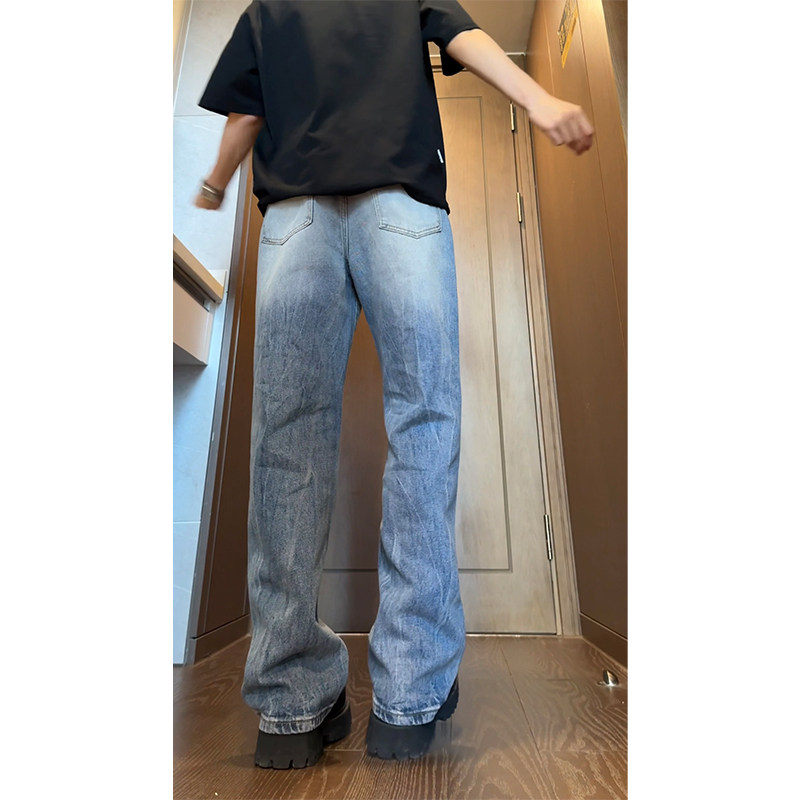 有视频～203-6F2412P65抖音高品质破洞水洗微喇牛仔裤,男装牛仔裤,星座203-6(原电商259)