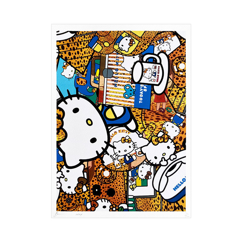 DeathNYC签名限量版画hellokitty潮流装饰画波点艺术客厅卧室挂画