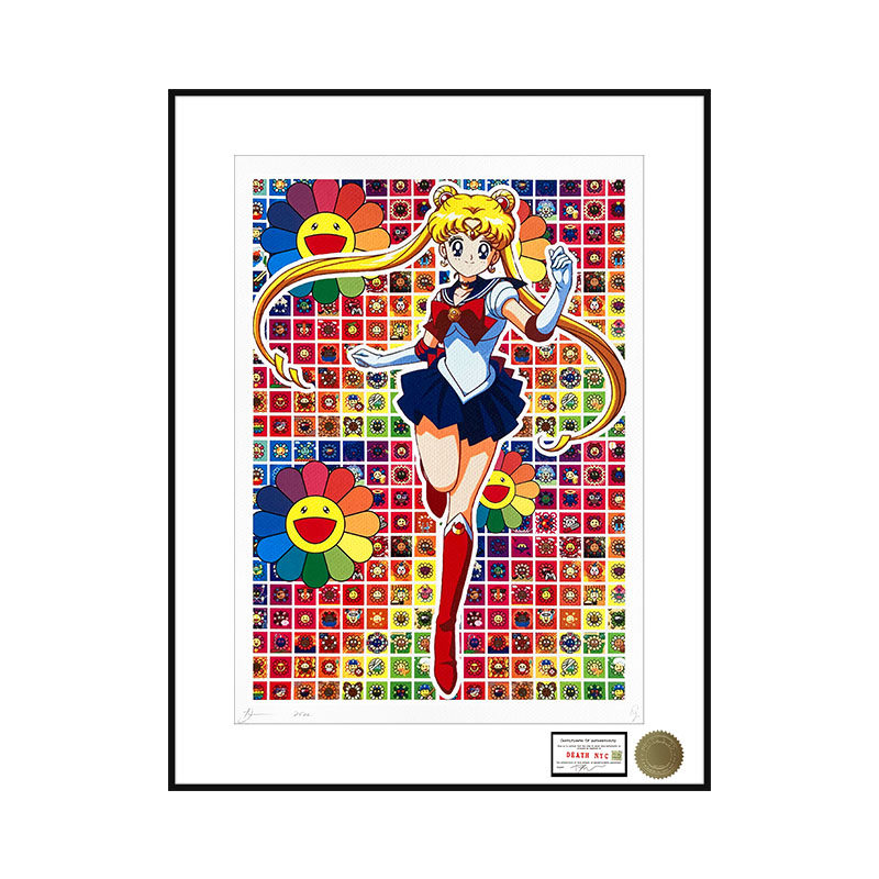 DeathNYC签名限量版画美少女战士装饰画村上隆太阳花客厅卧室挂画