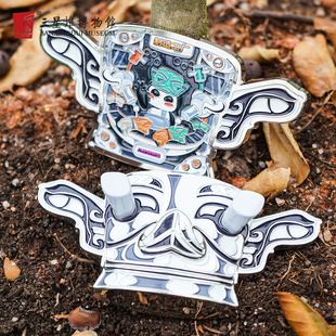 三星堆博物馆文创纵目面具金属冰箱贴礼生日礼物双层立体双层磁吸