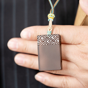 三星堆博物馆文创云雷纹冰种黑曜石吊坠项坠生日礼物旅游纪念品