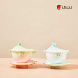 三星堆博物馆文创凤鸟盖碗杯喝茶杯创意礼品礼物伴手礼陶瓷器泡茶