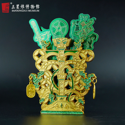 三星堆博物馆文创福满枝头神树笔筒冰箱贴冰箱装饰磁贴纪念品礼物