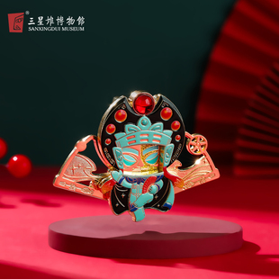 三星堆博物馆文创大立人金扇变脸可动冰箱贴磁贴冰箱装饰纪念品