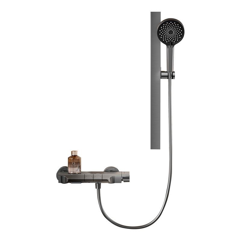 无顶喷淋浴花洒套装简易分体式花洒枪灰色圆形暗装花洒增压工程款