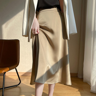 丝绸醋酸半身裙女夏季设计感小众高腰高级感a字鱼尾包裙
