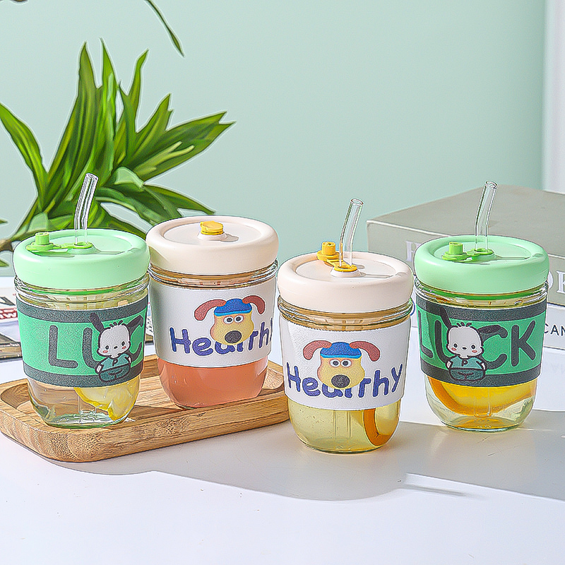 水杯玻璃杯吸管杯女生花茶果茶杯