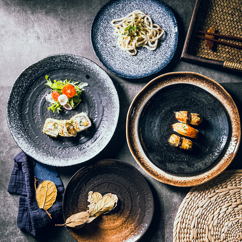 日式陶瓷大圆盘家用瓷盘子创意牛排餐盘装菜盘家用饭盘网红点心盘