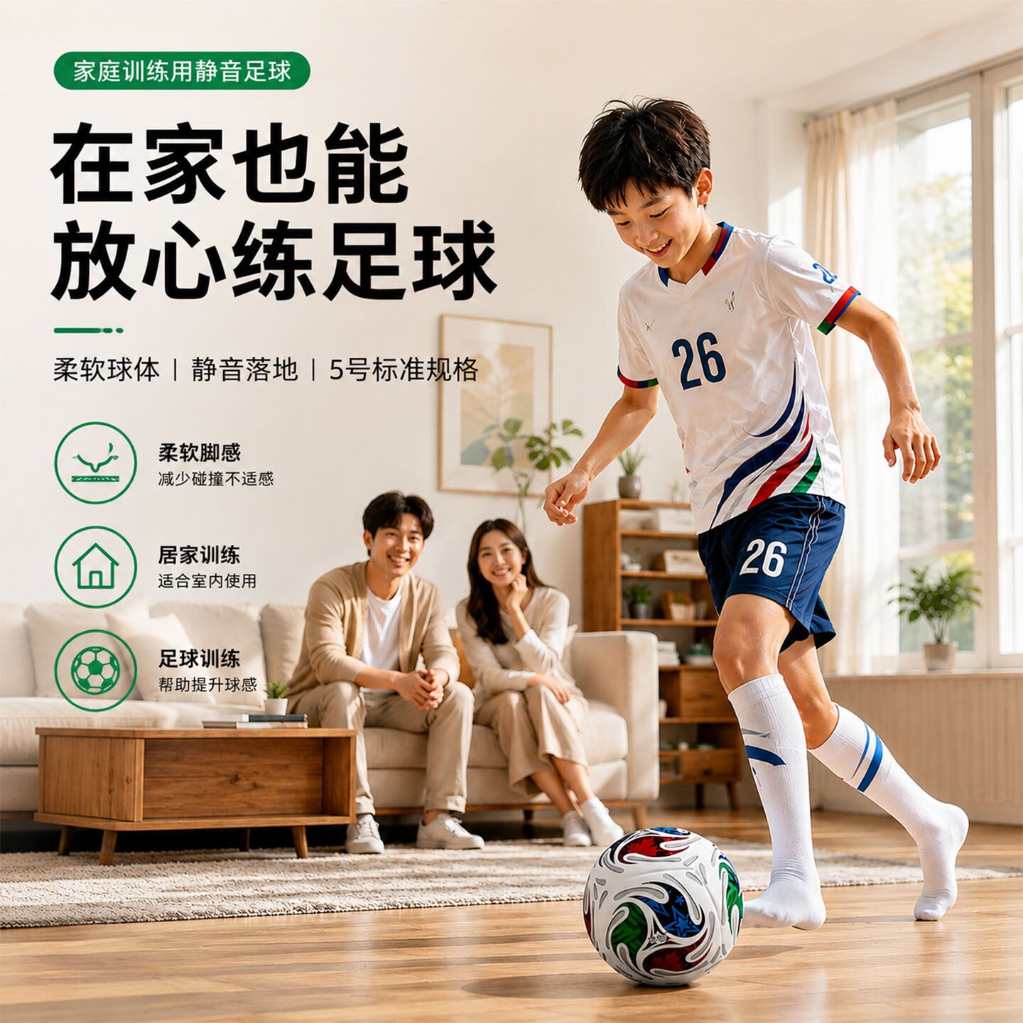 加重超静音室内不掉渣训练足球