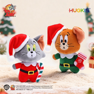 HUGKIS猫和老鼠圣诞装毛绒挂件汤姆猫杰瑞鼠公仔送圣诞节礼物玩偶