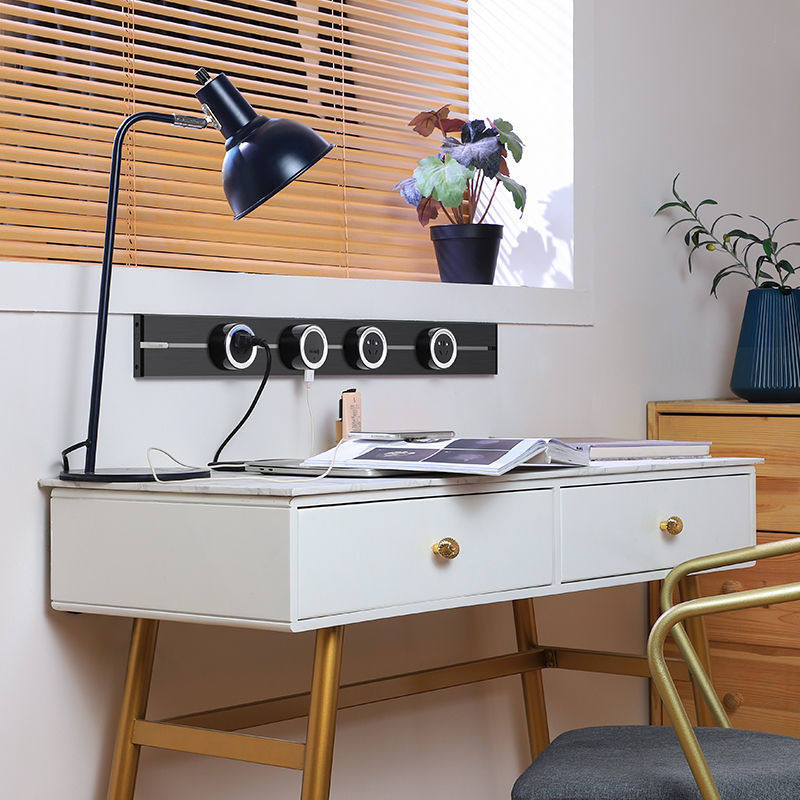 定制研匠可移动电力轨道插座墙挂式明装插线板多功能无线排插接线