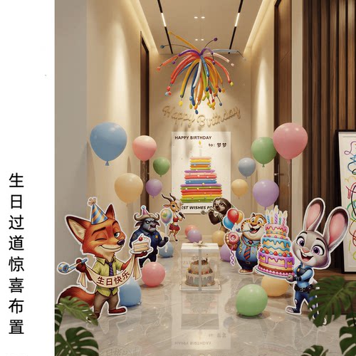 疯狂动物城生日布置场景装饰KT板