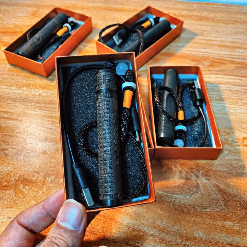 블랙 샌달우드 방풍 USB 충전 맞춤형 에어 블로우 라이터 전자 담배 라이터