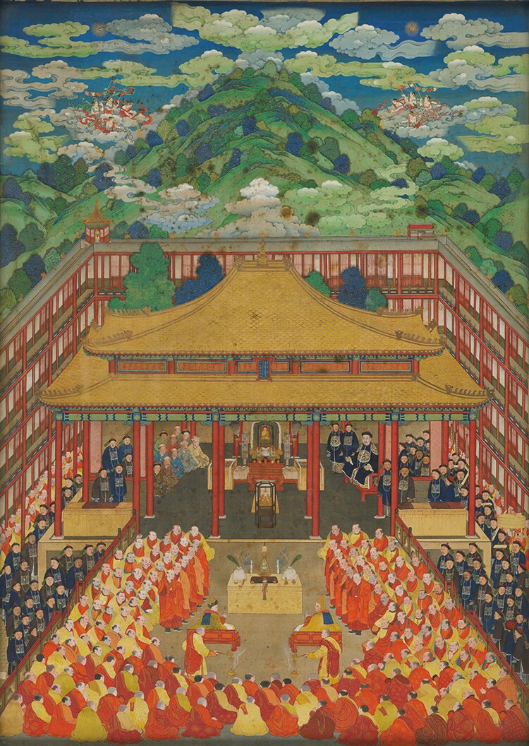 清佚名万法归一图国画人物艺术微喷复制画绢布画仿古画