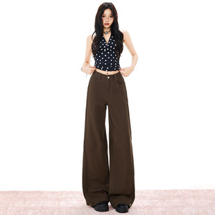 RTRX美式复古弯刀牛仔裤女通勤百搭宽松舒适拖地慵懒垂感显瘦长裤